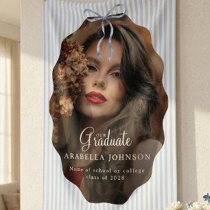 Süße blau gestreifte Schleife Foto-Abschluss Banner