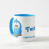 Süsse-Blau tweetet Vogel-personalisierte Tasse (Vorderseite Links)