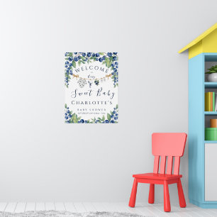 Süße Blaubeer-Baby-Shower-Junge-Willkommensposter Poster