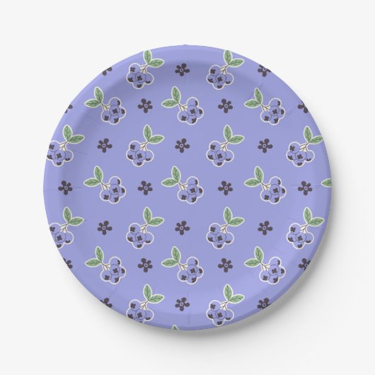 Süße Blaubeermuster-Papierplatten Pappteller (Vorderseite)