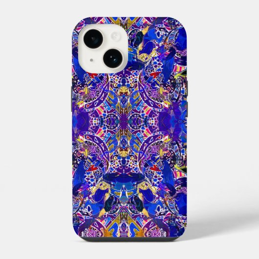 Süße blaue abstrakte Elemente iPhone Hülle (Rückseite)