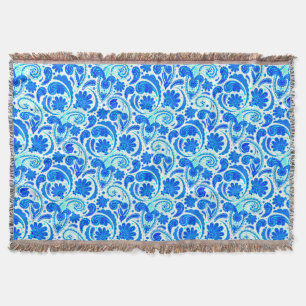 Süße blaue aqua Paisley-Muster Decke