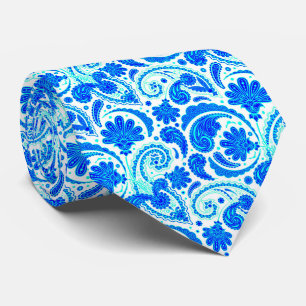Süße blaue Aquamarin-Paisleymuster Krawatte