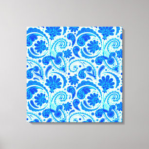 Süße blaue Aquamarin-Paisleymuster Leinwanddruck