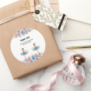 Süße blaue Aquarell-Blumen-Balletttanz-Baby-Party Runder Aufkleber