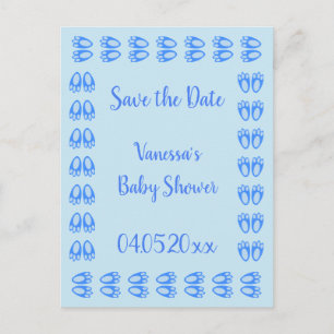 Süße blaue Baby-Jungen-Hasenfüße Oster-Baby-Party Postkarte