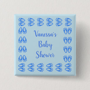Süße blaue Baby-Jungen-Hasenfüße Ostern Baby Showe Button