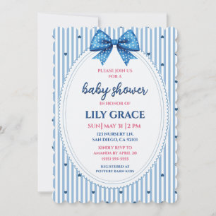 Süße blaue Band- und Herz-Baby-Shower-Einladung Einladung