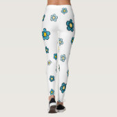 Süße blaue Blume Weiß Leggings (Rückseite)