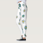 Süße blaue Blume Weiß Leggings (Links)