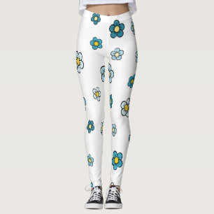 Süße blaue Blume Weiß Leggings
