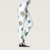 Süße blaue Blume Weiß Leggings (Rechts)