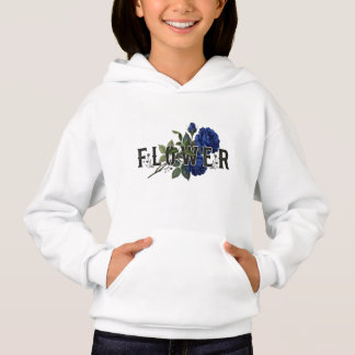 Süße blaue Blumen-"BLUME"-Kapuzenjacke für Mädchen Hoodie