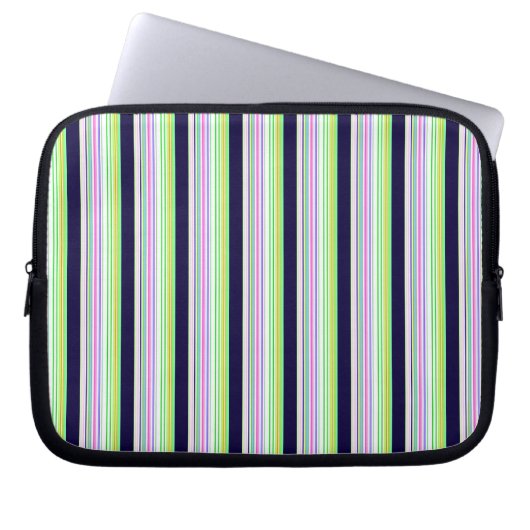 Süße blaue bunte Streifen Laptopschutzhülle (Vorderseite)