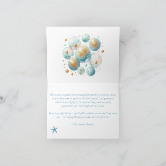 Süße Blaue Delphine unter dem Meer Dankeskarte (Innenseite)