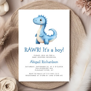 Süße blaue Dinosaurier-Jungen-Baby-Party Einladung