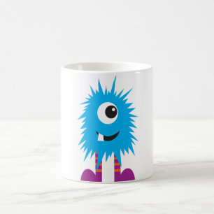 Süße blaue einäugige Monster-Illustration Kaffeeta Kaffeetasse