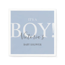 Süße blaue einfache Typografie Baby Shower Serviet