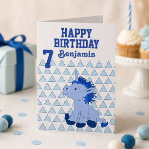 Süße blaue Einhorn-Dreieck-Muster-Geburtstagskarte