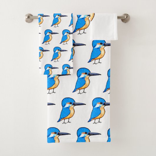 Süße Blaue Eisvogel-Vogel-Kunst Badhandtuch Set (Insitu)