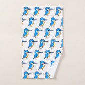 Süße Blaue Eisvogel-Vogel-Kunst Badhandtuch Set (Handtuch)