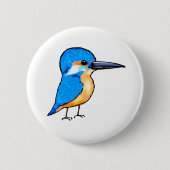 Süße Blaue Eisvogel-Vogel-Kunst Button (Vorderseite)