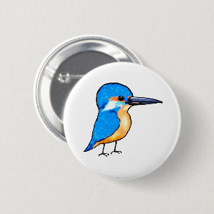 Süße Blaue Eisvogel-Vogel-Kunst Button