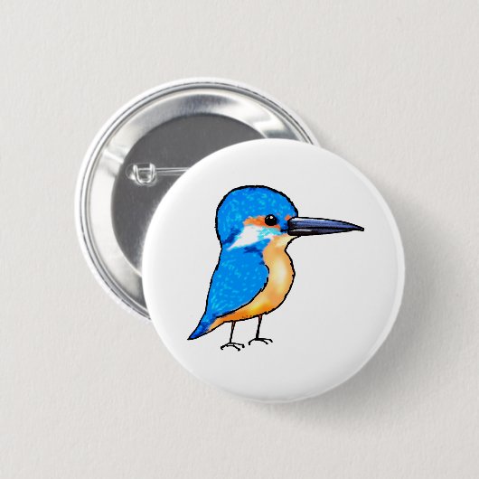 Süße Blaue Eisvogel-Vogel-Kunst Button (Vorne & Hinten)