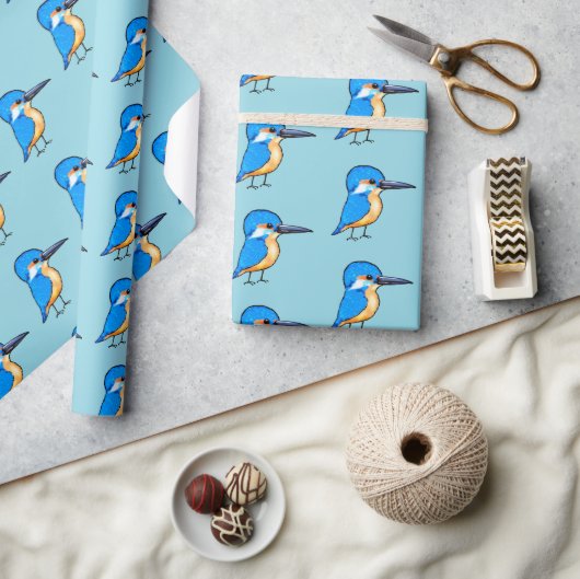 Süße Blaue Eisvogel-Vogel-Kunst Geschenkpapier (Kunsthandwerk)