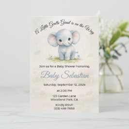 Süße Blaue Elefant Junge Babyparty Einladung