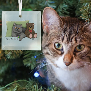 Süße blaue entzückende graue beste Katzenmutter Mu Ornament Aus Glas