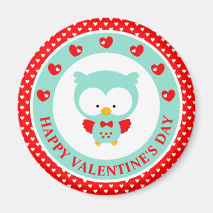 Süße Blaue Eule und Herzen Valentinstag Magnet