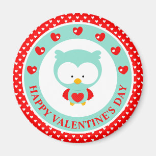 Süße Blaue Eule und Herzen Valentinstag Magnet