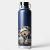 SÜSSE BLAUE FERIEN WINTERTEDDYBÄREN TRINKFLASCHE (Rückseite)