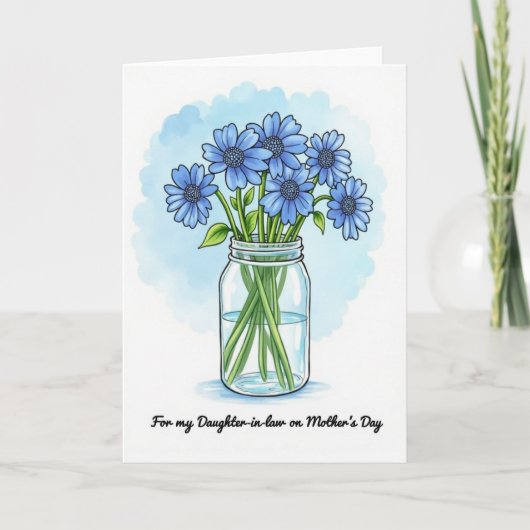 Süße Blaue Gänseblümchen Muttertagskarte Karte (Vorderseite)