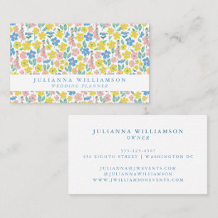 Süße blaue gelbe moderne Floral-Hochzeitsplanerin Visitenkarte