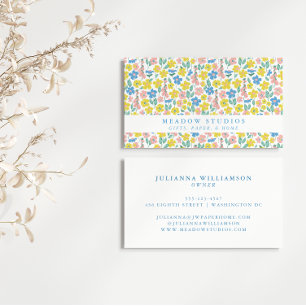 Süße blaue gelbe moderne florale Boutique-Branding Visitenkarte