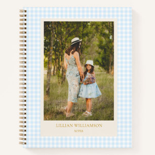 Süße blaue Gingham-Foto Notizen Journal personalis Notizblock