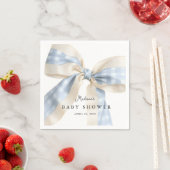 Süße blaue Gingham-Karo-Bow-Baby-Party Serviette (Beispiel)