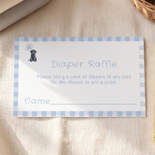 Süße blaue Gingham-Schwarze-Labrador-Welpen-Windel Begleitkarte