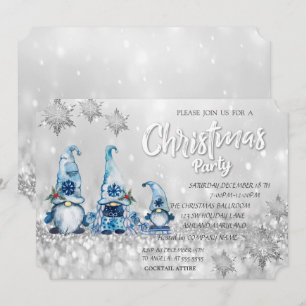 Süße blaue Gnome Bokeh Firmen-Weihnachtsfeier  Einladung