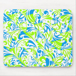 Süße blaue grüne gemischte Blumenmuster Mousepad