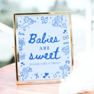 Süße blaue handgezeichnete Babys sind süß - Nimm d Poster