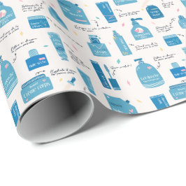 Süße blaue Hautpflege Kosmetik Muster Geschenkpapier