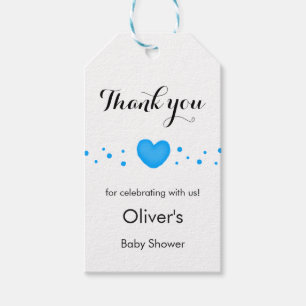 Süße Blaue Herz Danke Baby Shower Geschenk Tags Geschenkanhänger