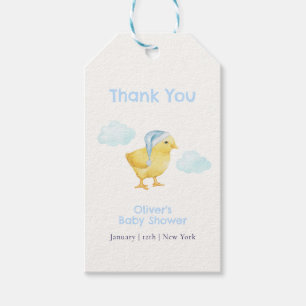 Süße Blaue Himmel Wolke Kleines Huhn Baby Shower Geschenkanhänger