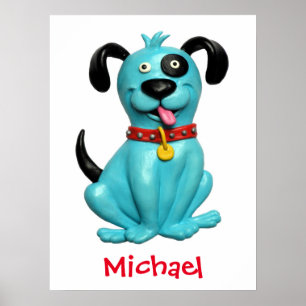Süße blaue Hunde-Baby-Jungen-Party Kinderzimmer Poster
