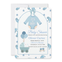 Süße blaue Jungen-Baby-Party-Einladung