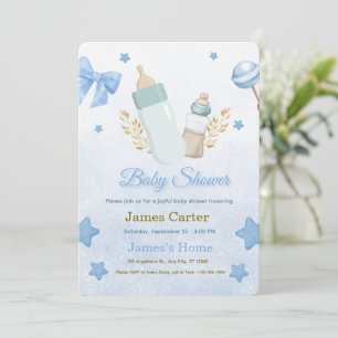 Süße blaue Jungen-Baby-Party-Einladung Einladung