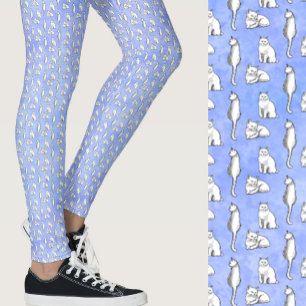 Süße blaue Katzen Whimsical Muster Leggings